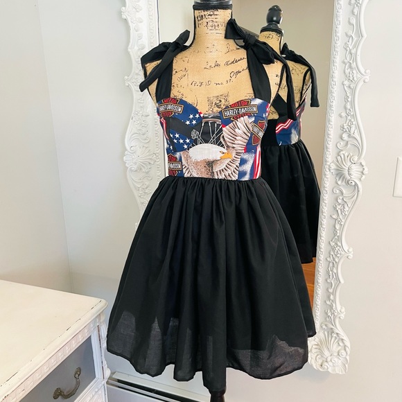 HUGE SALE New York Couture One of a Kind Reworked Harley Davidson Bustier Dress - Picture 4 of 7
